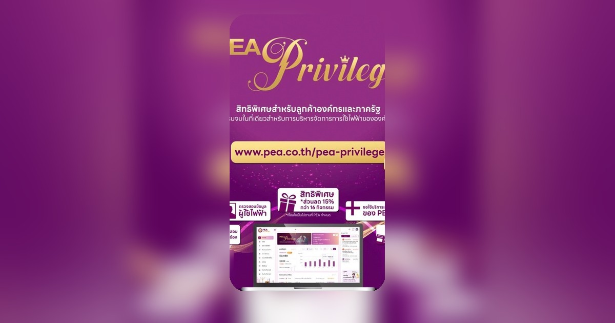 PEA Privilege มอบสิทธิพิเศษลูกค้าองค์กร-ภาครัฐ จัดการไฟประสิทธิภาพสูง